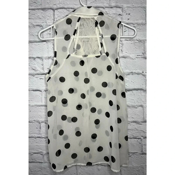 Y2K Charlotte Russe polka dot sheer button up blouse size M. - Picture 2 of 5